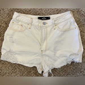 Hollister White Distressed Denim Jean Shorts